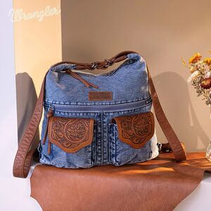 WG103-2008 Wrangler Floral Tooled Denim Hobo/Crossbody Backpack (Convertible )